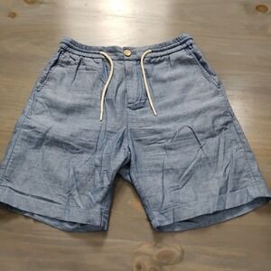 Scotch and Soda Men's Fave Shorts Size 29 Blue Organic Cotton/Linen Tie Front